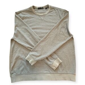 Saks Fifth Avenue Men's Crewneck Sweater Gray Herringbone‎ XL